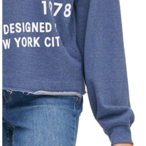 Calvin Klein Women Sweatshirt Small Blue Embellished Large Logo Pullover - Picture 4 of 4